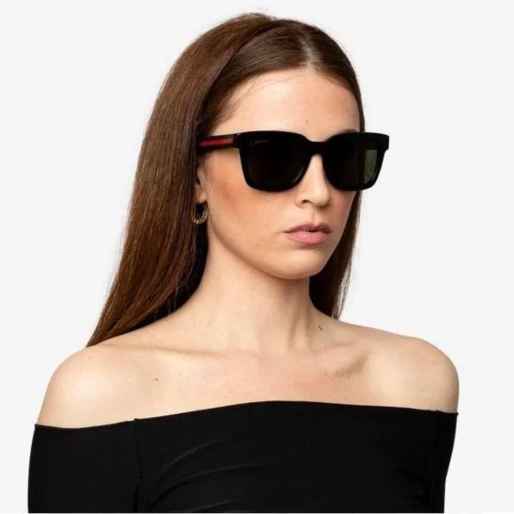 Gucci GG0057SKN 006 Square Men Sunglasses - Black / Grey